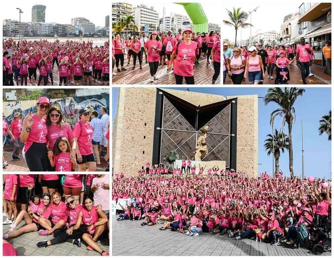 Imagen de la marea rosa de este domingo en Las Canteras/Antonio Alí.